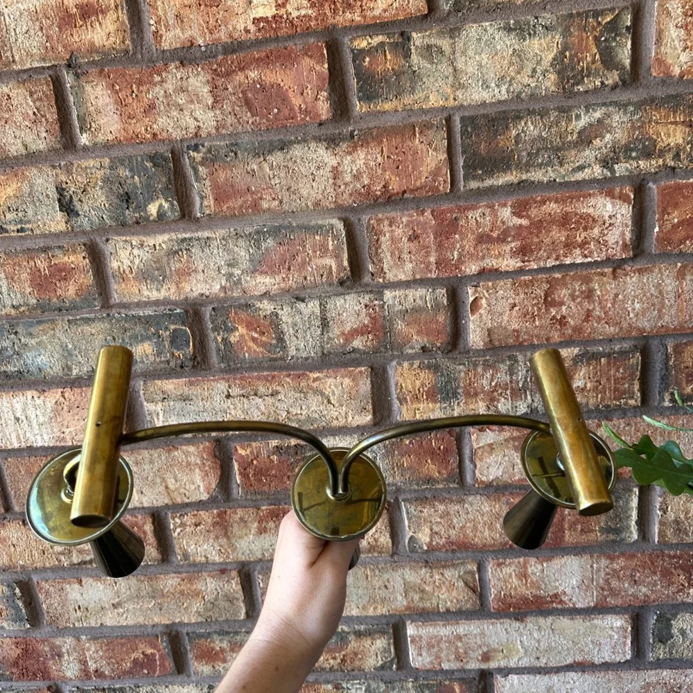 Vintage Mid Century Modern Brass 3 Arm Taper Candle Holder Candelabra MCM